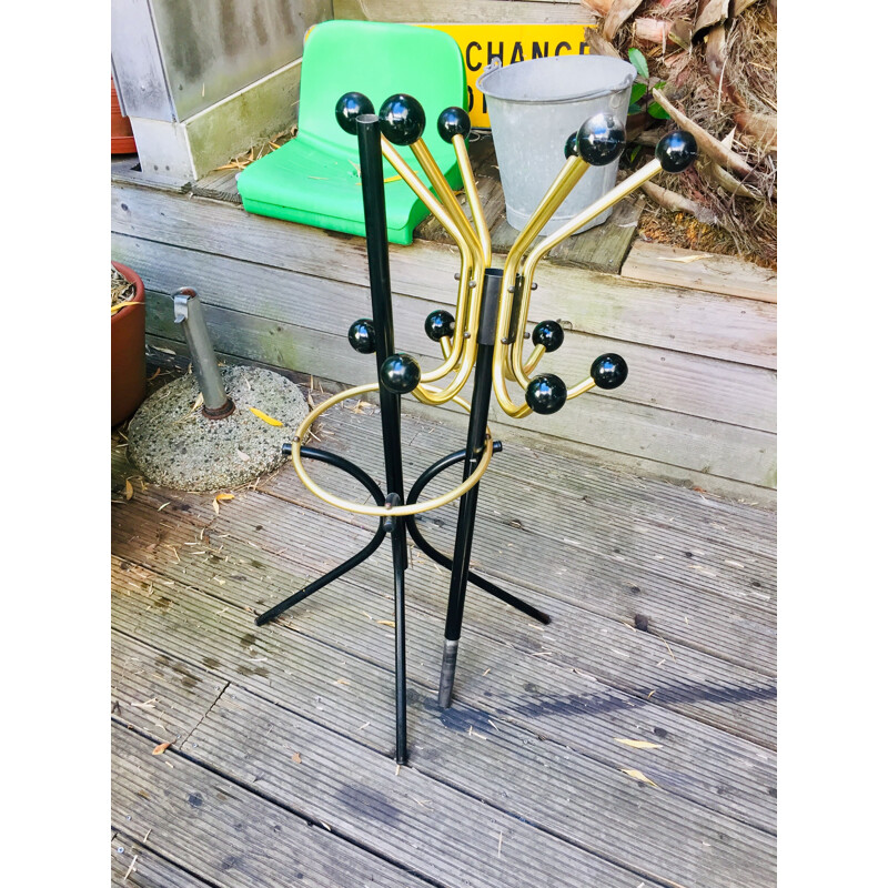 Vintage coat rack "Parrot" black and gold