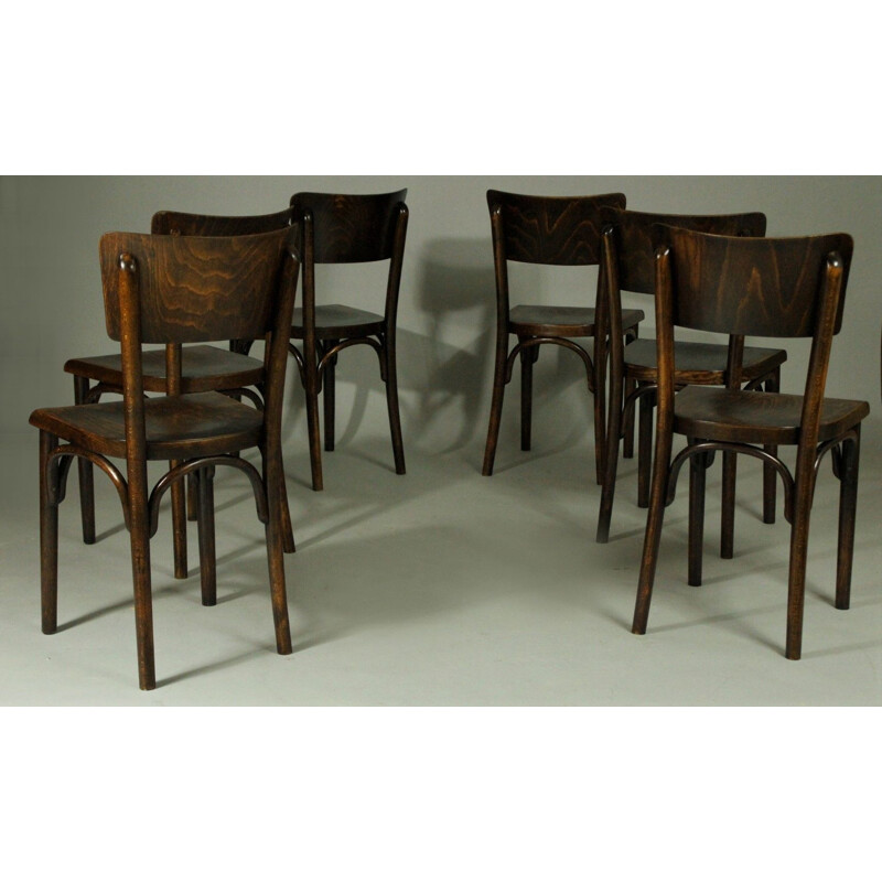 Set of 6 vintage pub chairs by Thonet, 1930s