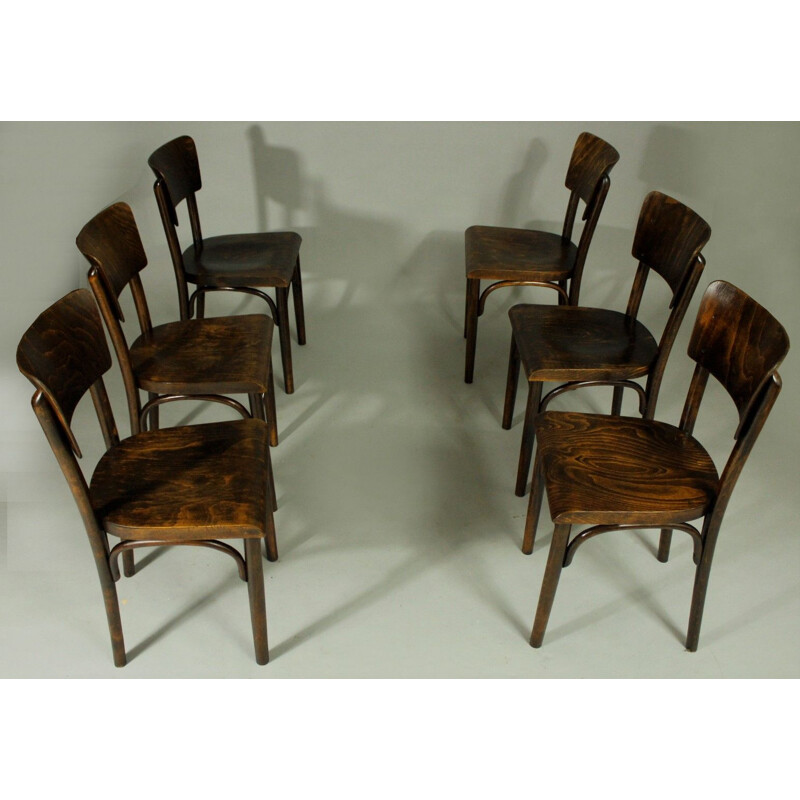 Set of 6 vintage pub chairs by Thonet, 1930s