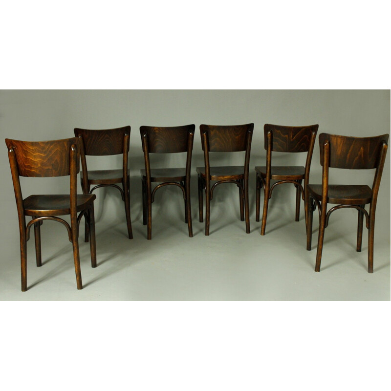 Set of 6 vintage pub chairs by Thonet, 1930s