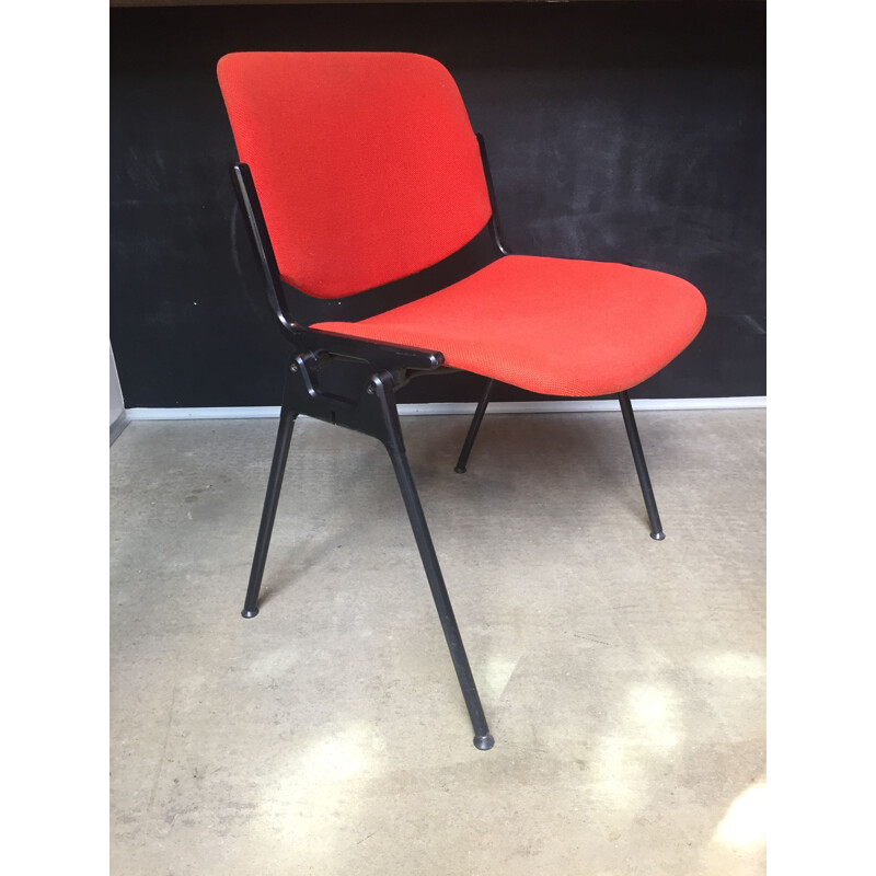 Paire de chaises vintage Castelli rouges corail