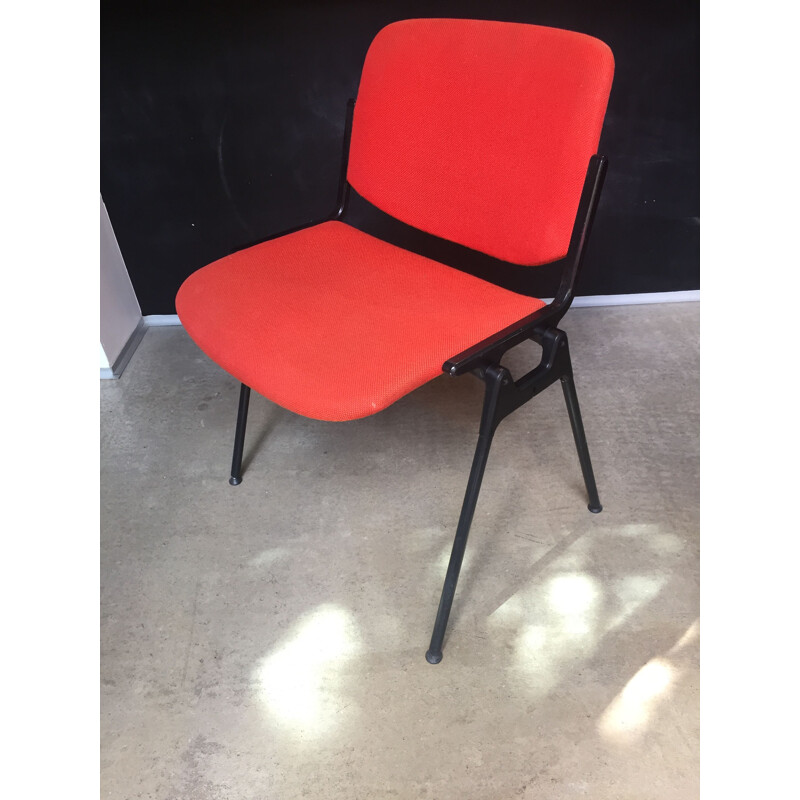 Pair of vintage Castelli coral red chairs