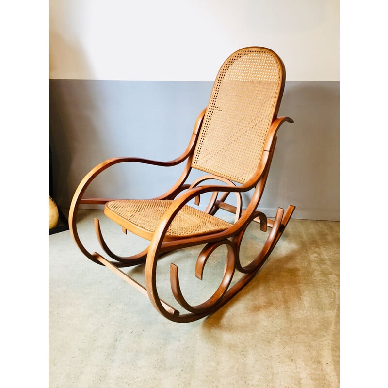 Vintage rattan rocking chair by Luigi Crassevig, Italy