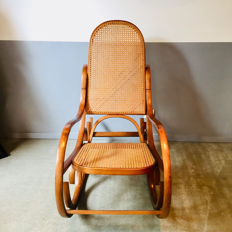 Chaise à bascule vintage en rotin par Luigi Crassevig, Italie