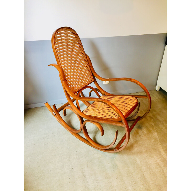 Vintage rattan rocking chair by Luigi Crassevig, Italy