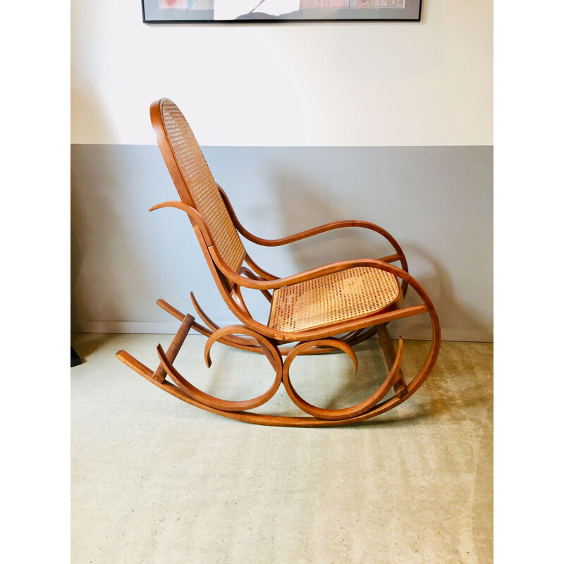 Chaise à bascule vintage en rotin par Luigi Crassevig, Italie