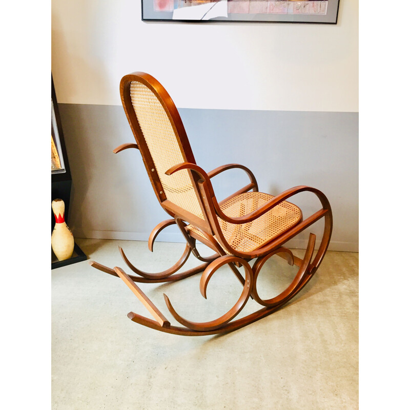 Vintage rattan rocking chair by Luigi Crassevig, Italy