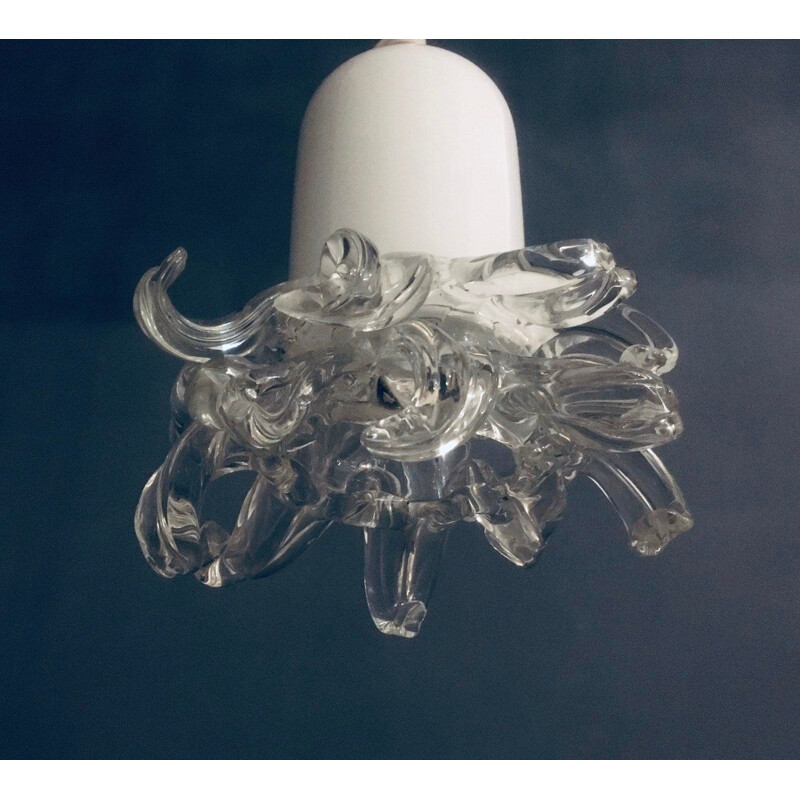 Vintage Murano glass pendant lamp by Leucos, 1970