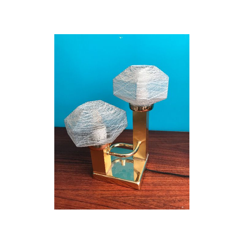 Vintage brass and opaline table lamp