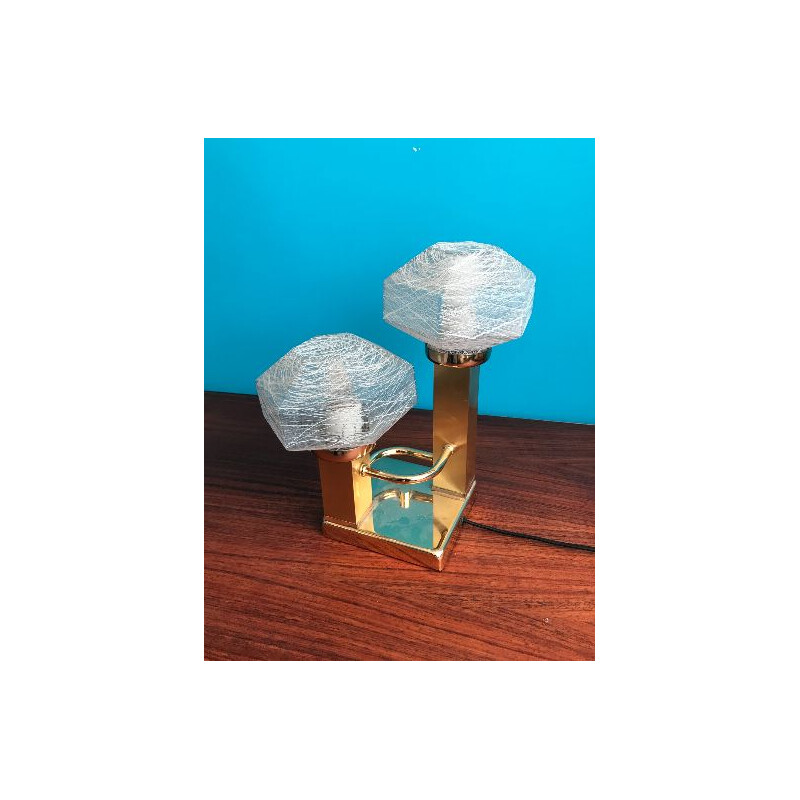 Vintage brass and opaline table lamp