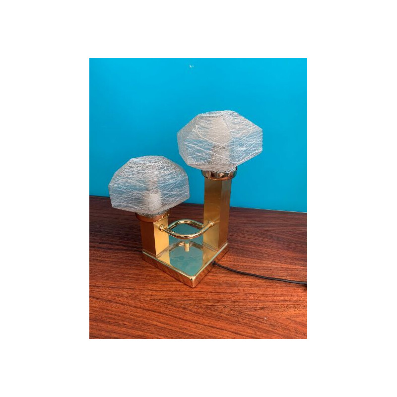 Vintage brass and opaline table lamp