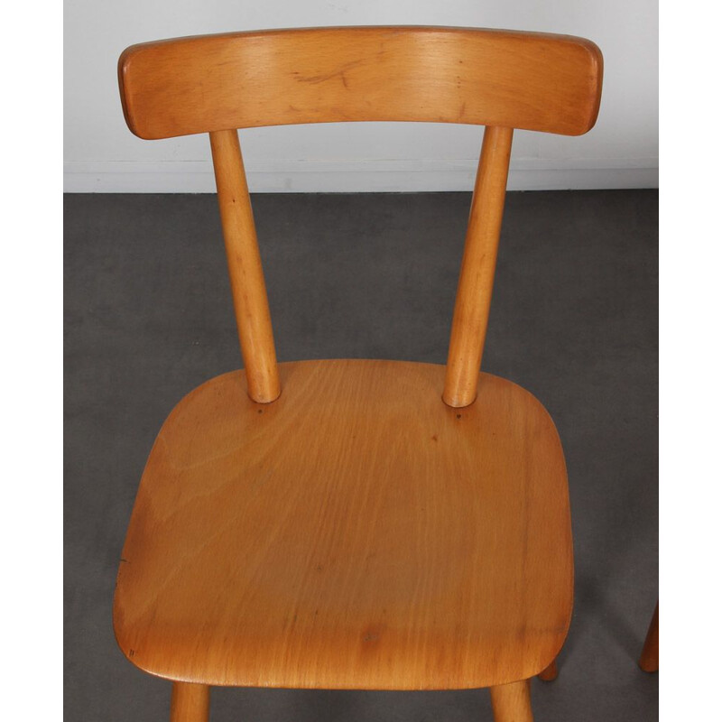 Ensemble de 3 chaises vintage par Ton, tchèque 1960