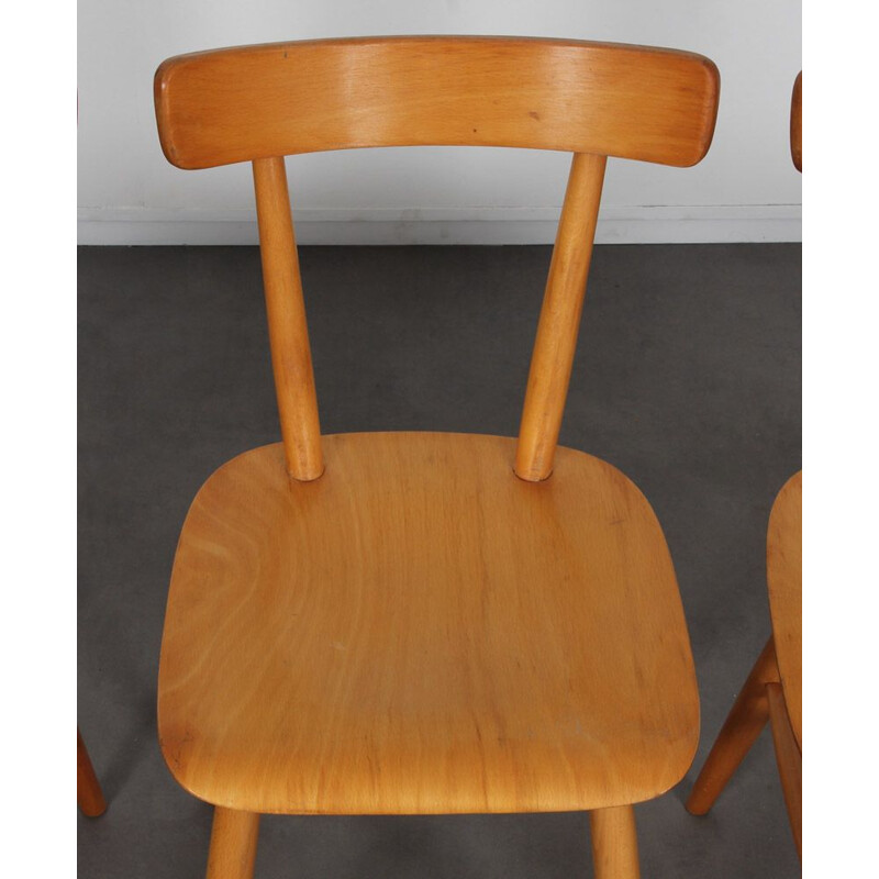 Set of 3 vintage chairs by Ton, Czech 1960