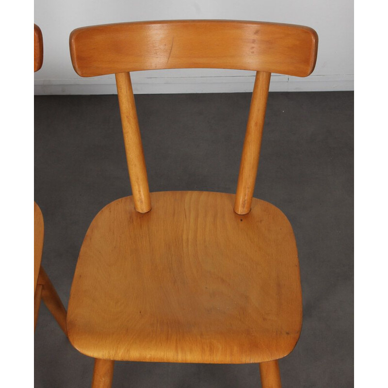 Set of 3 vintage chairs by Ton, Czech 1960