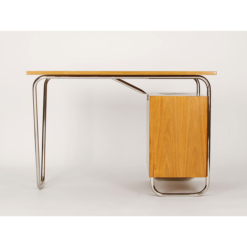 Vintage functionalist tubular steel desk, Czechoslovakia 1930s