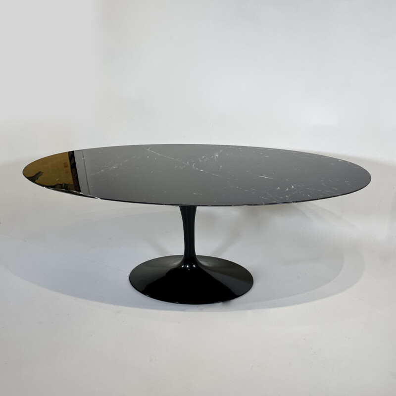 Vintage black marble Marquina oval table by Eero Saarinen for Knoll Studio