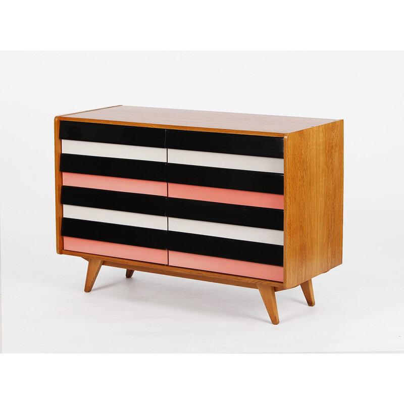 Mid ccentury highboard U 453 with wooden drawers by Jiří Jiroutek for Interier Praha, Czechoslovakia 1960s