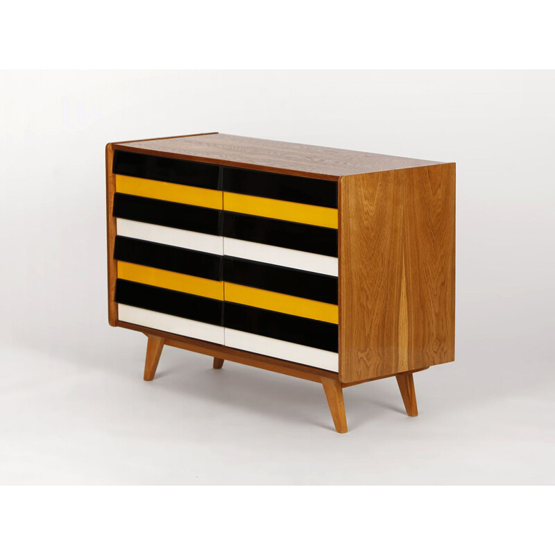 Vintage multicolored highboard U 453 by Jiří Jiroutek for Interier Praha, Czechoslovakia 1960s