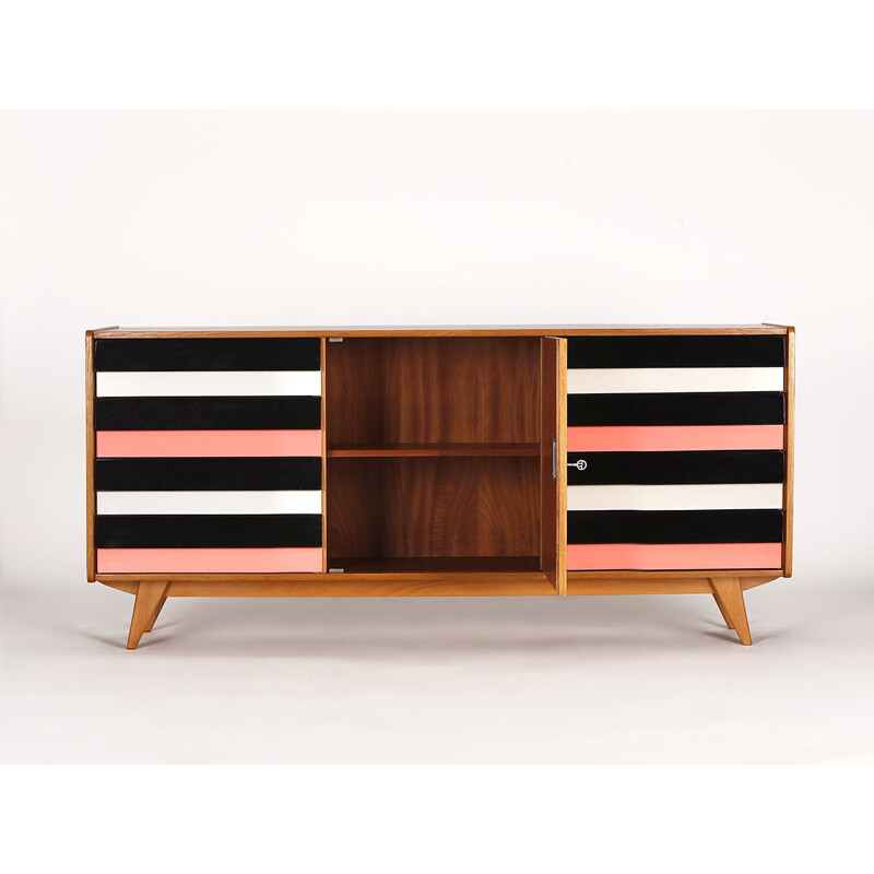 Mid century sideboard with wooden drawers U 460 by Jiri Jiroutek for Interier Praha, Czechoslovakia 1960s