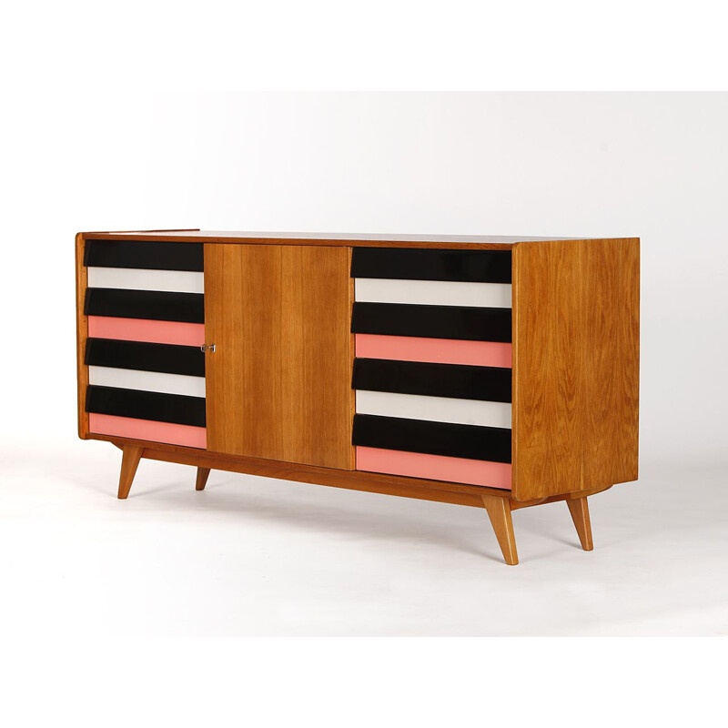 Mid century sideboard with wooden drawers U 460 by Jiri Jiroutek for Interier Praha, Czechoslovakia 1960s