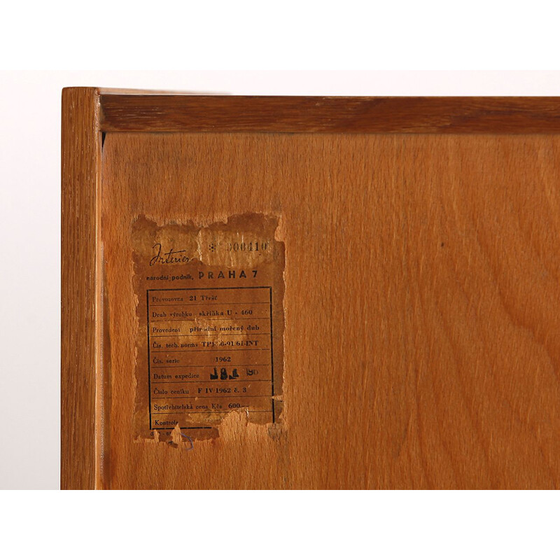 Mid century sideboard with wooden drawers U 460 by Jiri Jiroutek for Interier Praha, Czechoslovakia 1960s