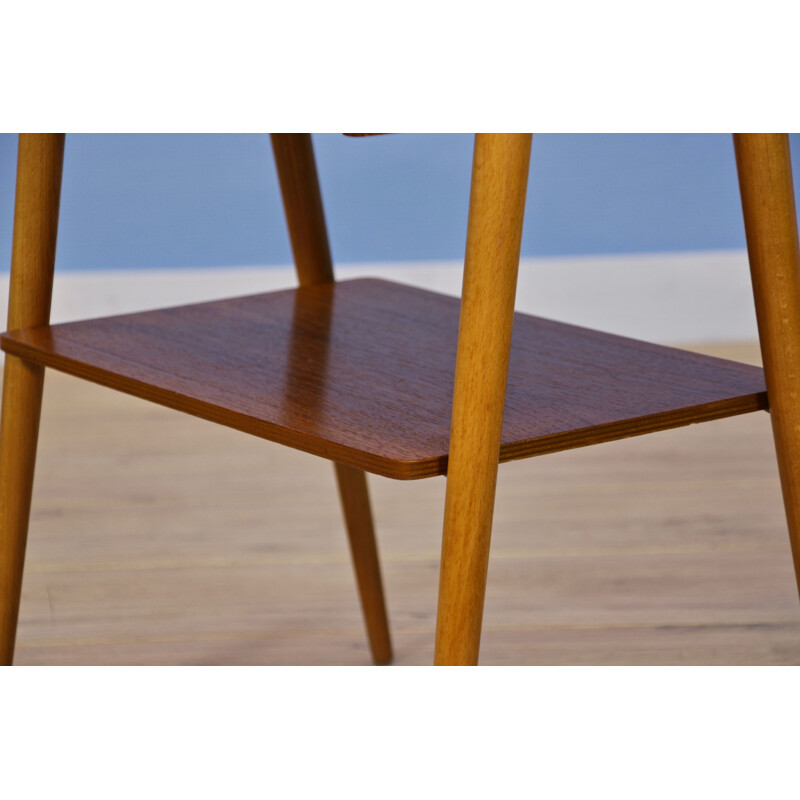 Danish vintage side table in teak with legs in beechwood, 1960s