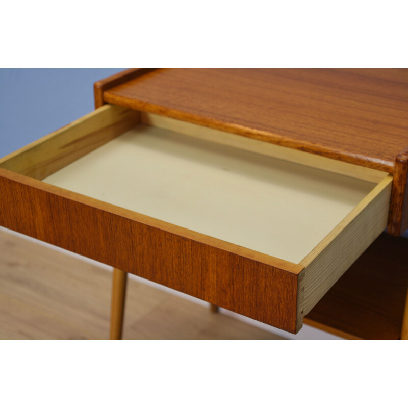 Danish vintage side table in teak with legs in beechwood, 1960s