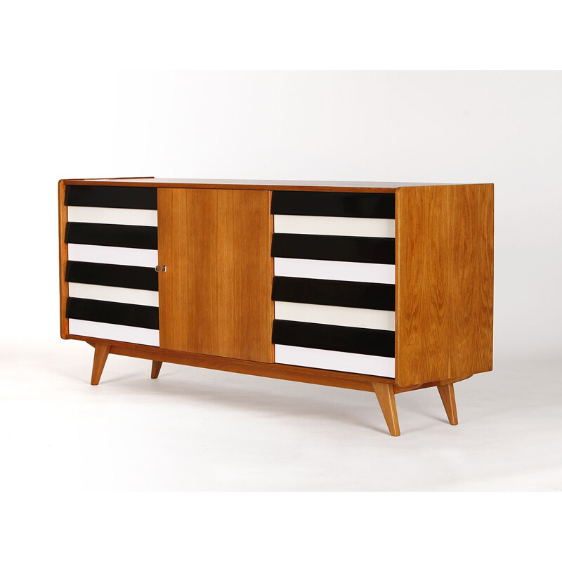 Mid century black and white sideboard U 460 by Jiri Jiroutek for Interier Praha, Czechoslovakia 1960s