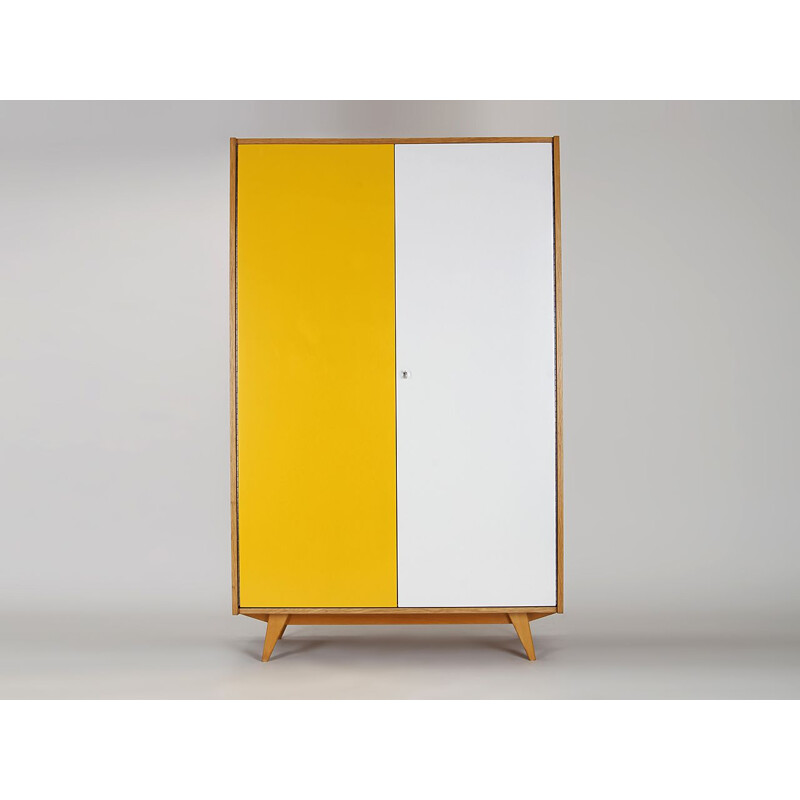 Mid century white and yellow cabinet by Jiri Jiroutek for Interier Praha, 1960s