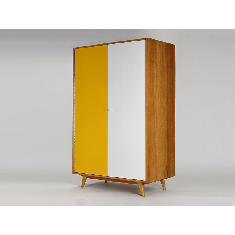 Mid century white and yellow cabinet by Jiri Jiroutek for Interier Praha, 1960s