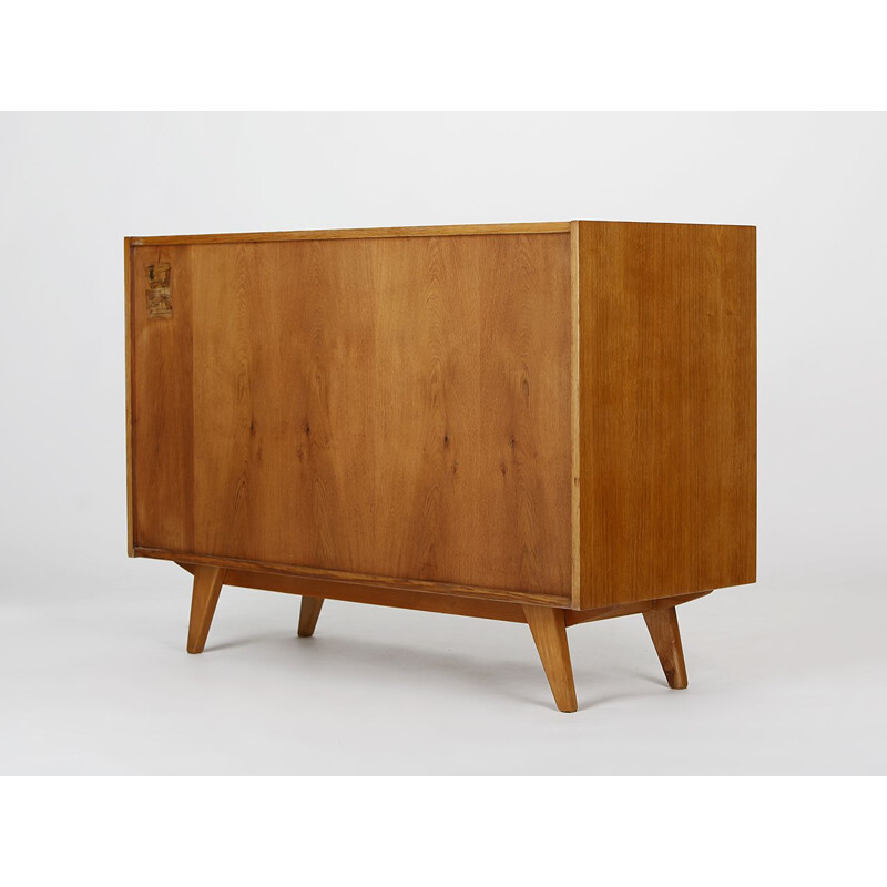 Mid century highboard with four drawers and yellow doors by Jiri Jiroutek for Interier Praha, 1960s