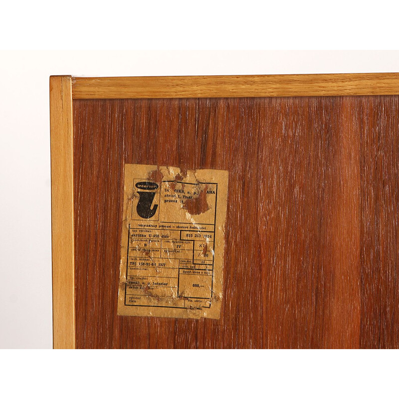 Mid century highboard with four drawers and yellow doors by Jiri Jiroutek for Interier Praha, 1960s