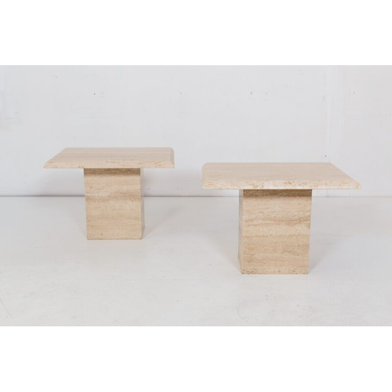Pair of vintage travertine side tables, Italy 1970s