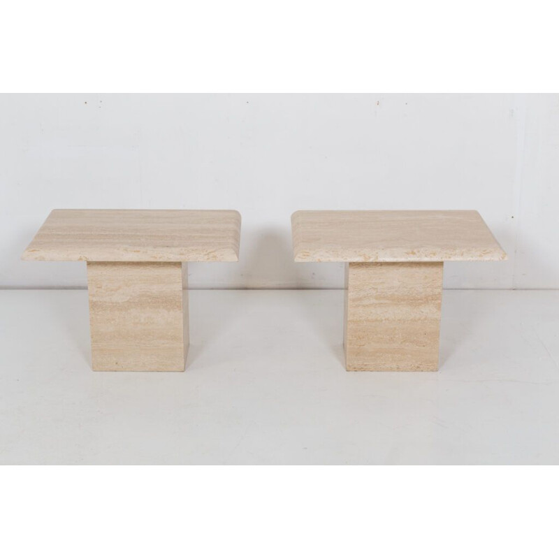 Pair of vintage travertine side tables, Italy 1970s