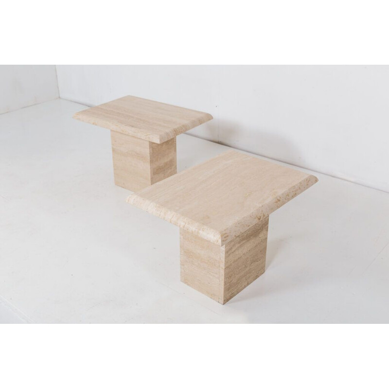 Pair of vintage travertine side tables, Italy 1970s