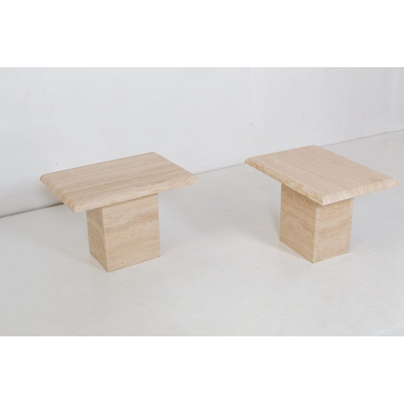 Pair of vintage travertine side tables, Italy 1970s