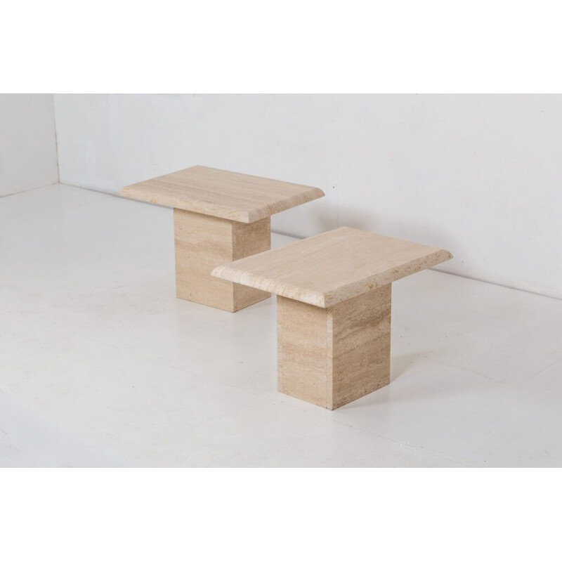 Pair of vintage travertine side tables, Italy 1970s