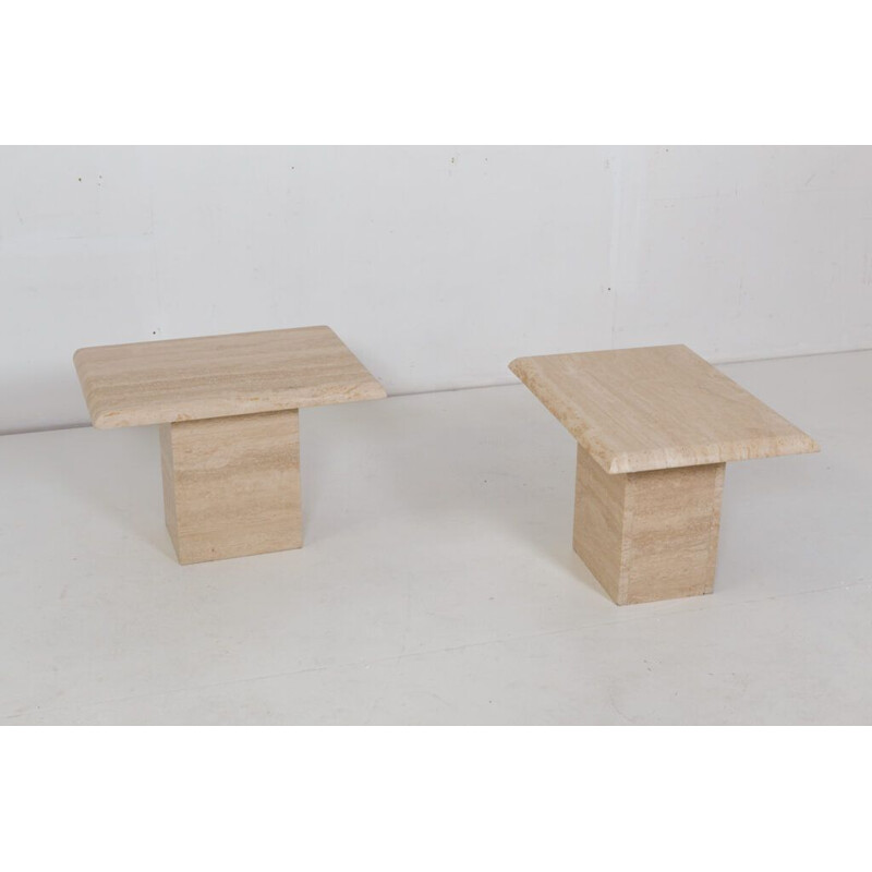 Pair of vintage travertine side tables, Italy 1970s