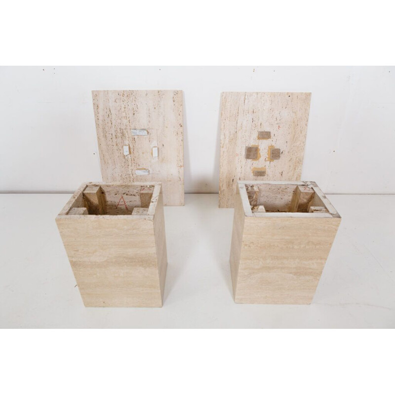 Pair of vintage travertine side tables, Italy 1970s