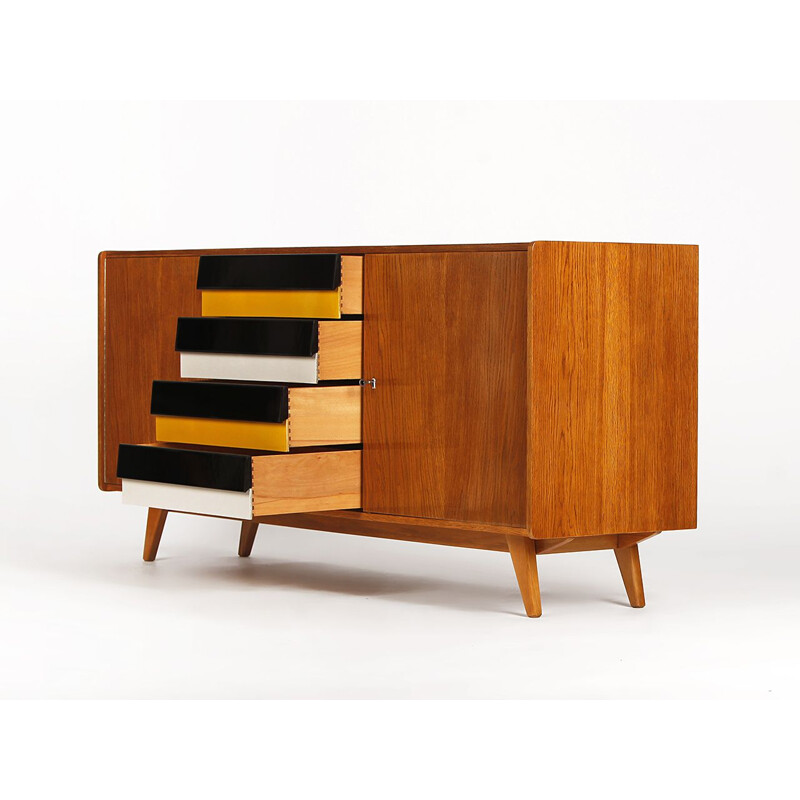 Vintage model U-460 with wooden drawers sideboard by Jiri Jiroutek for Interier Praha, Czechoslovakia 1960s