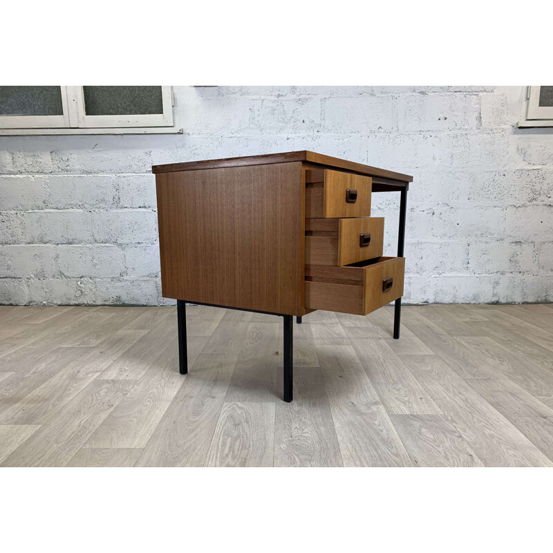 Vintage double-sided teak desk by Jacques Hitier, 1960