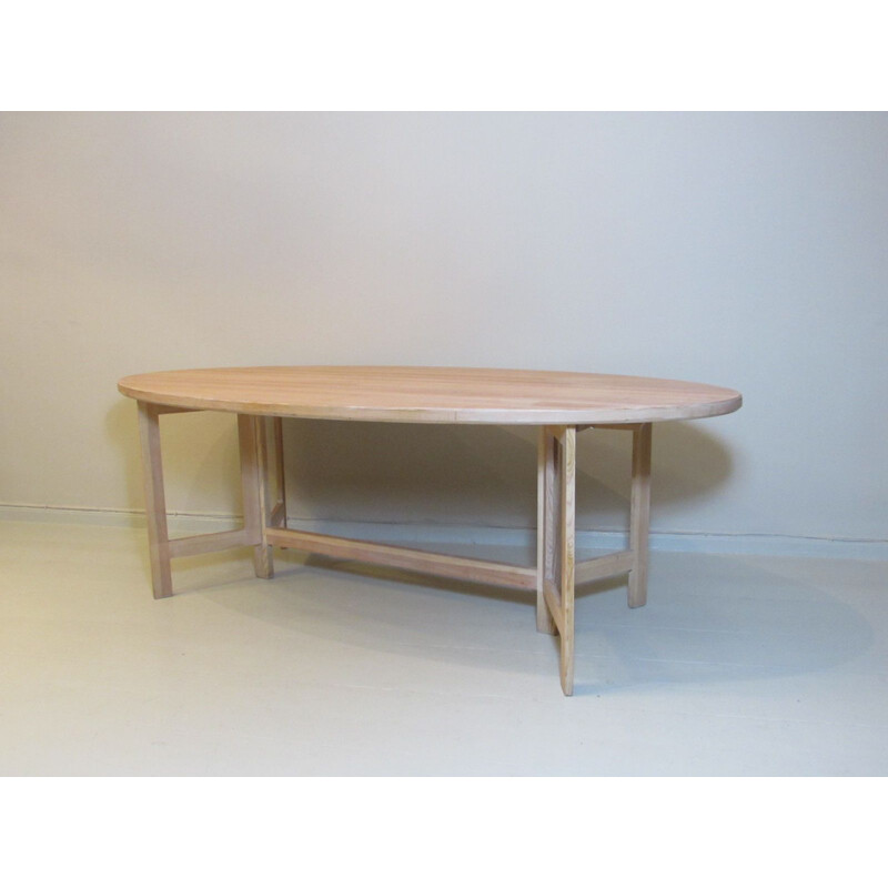 Vintage dining table in lime-washed pine by Olof Pira