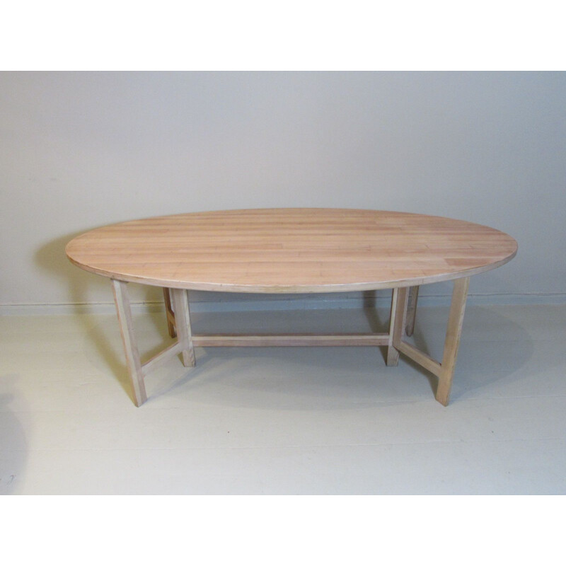 Vintage dining table in lime-washed pine by Olof Pira