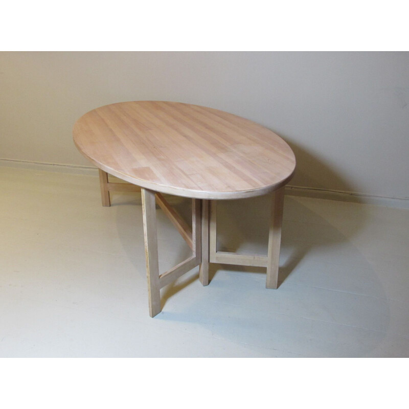 Vintage dining table in lime-washed pine by Olof Pira