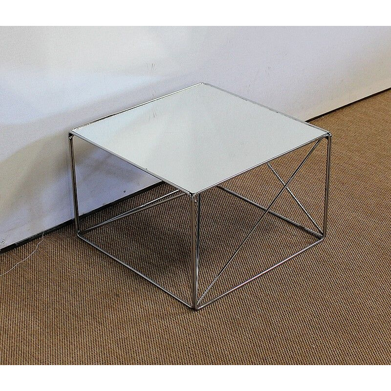 Vintage chrome-plated metal coffee table by Max Sauze, France 1970