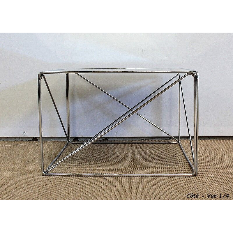 Vintage chrome-plated metal coffee table by Max Sauze, France 1970