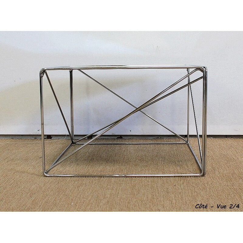 Vintage chrome-plated metal coffee table by Max Sauze, France 1970