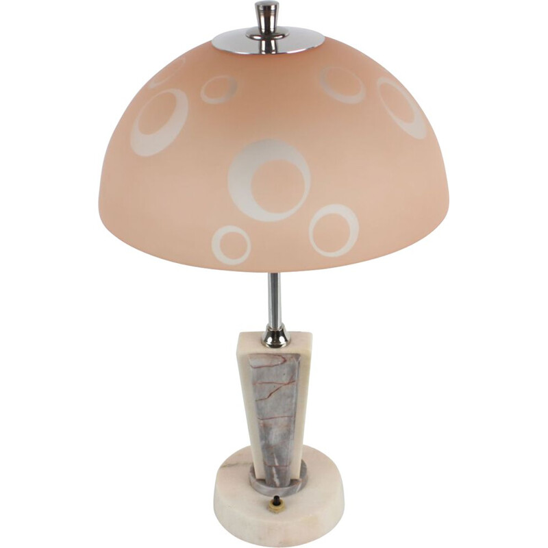 Vintage metal and glass table lamp by Kámen, Czechoslovakia 1950