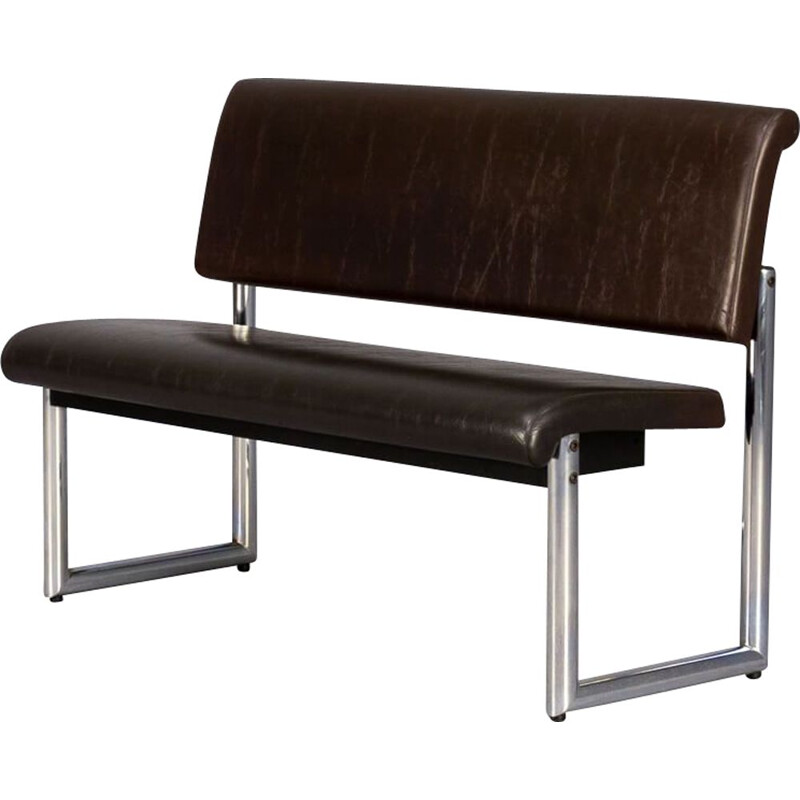 Mid century bench in metal and comfortable skai, 1990