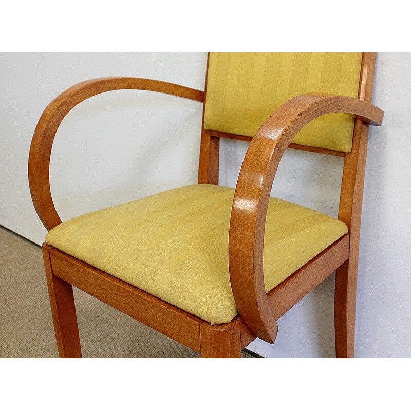 Pair of vintage solid beechwood bridge chairs, 1950-1960